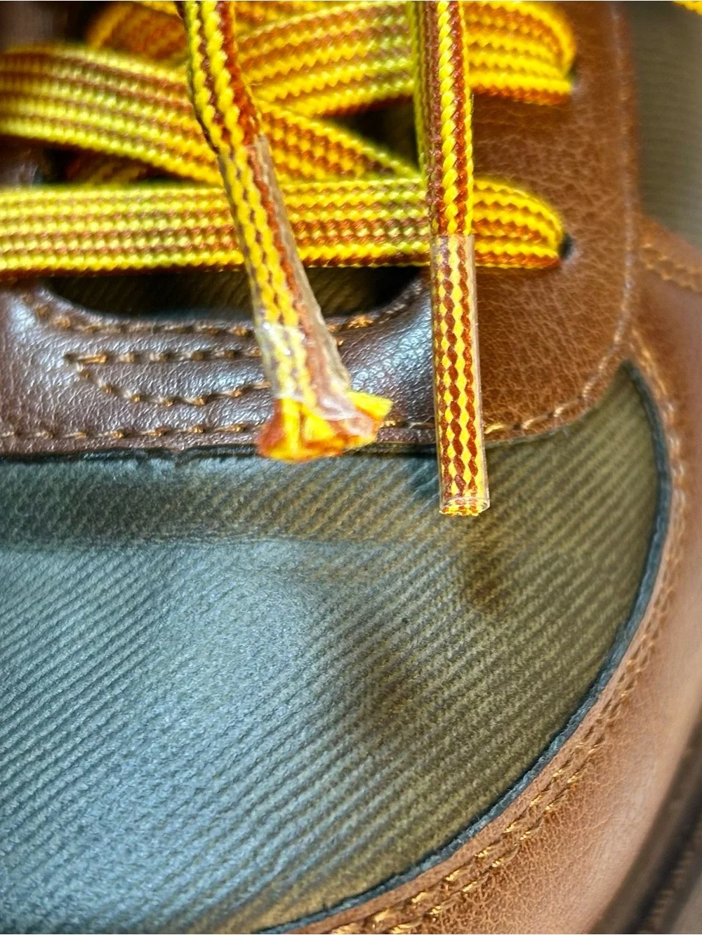 Carter's Olive and Brown Kids Hiking Boots with Yellow Laces, Toddler's 12M